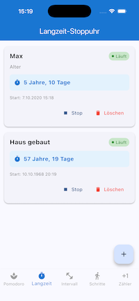 Langzeit-Stoppuhr Screenshot